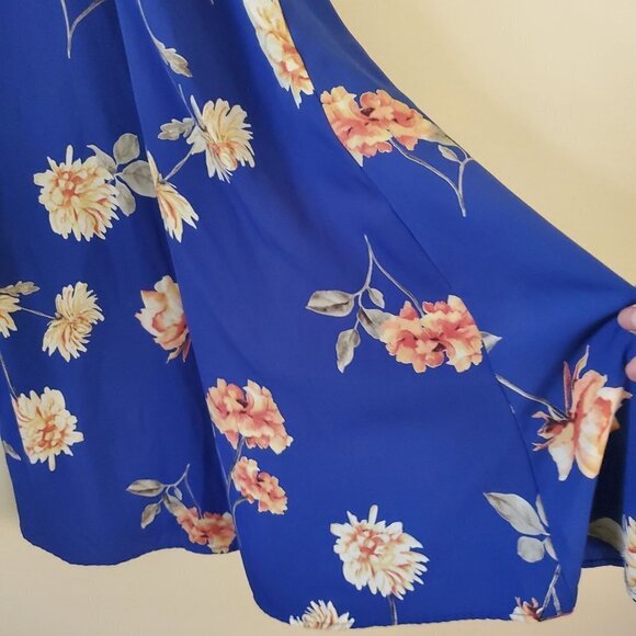 Lulus Darling Dearest Royal Blue Floral Mini Swing Dress Size S - Picture 8 of 10